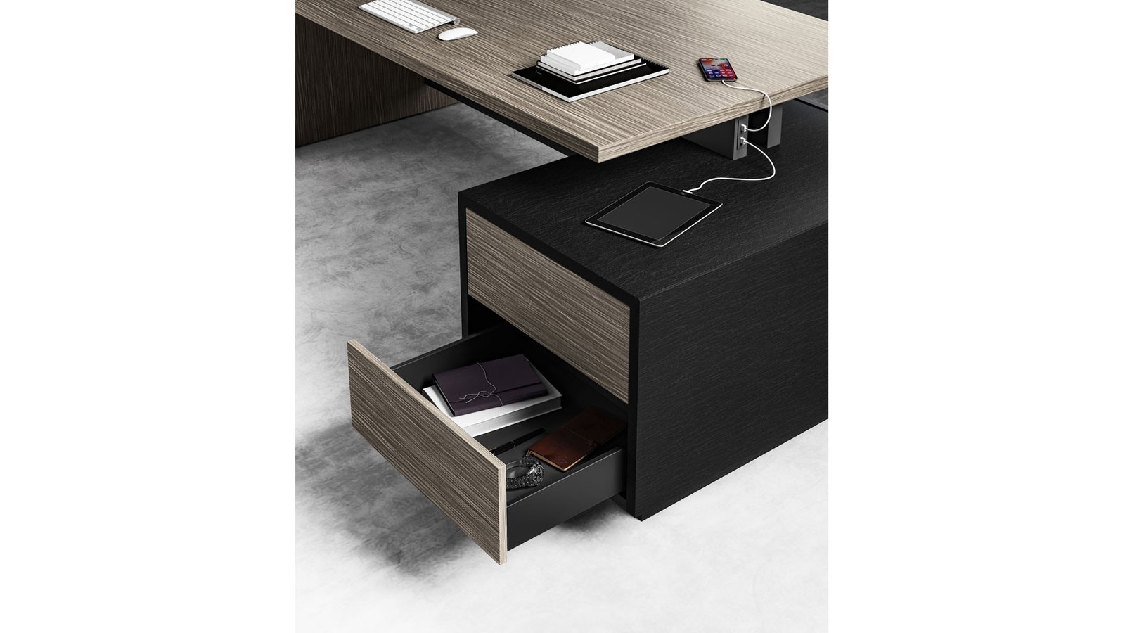 Scrivania direzionale con cassettiera Elite