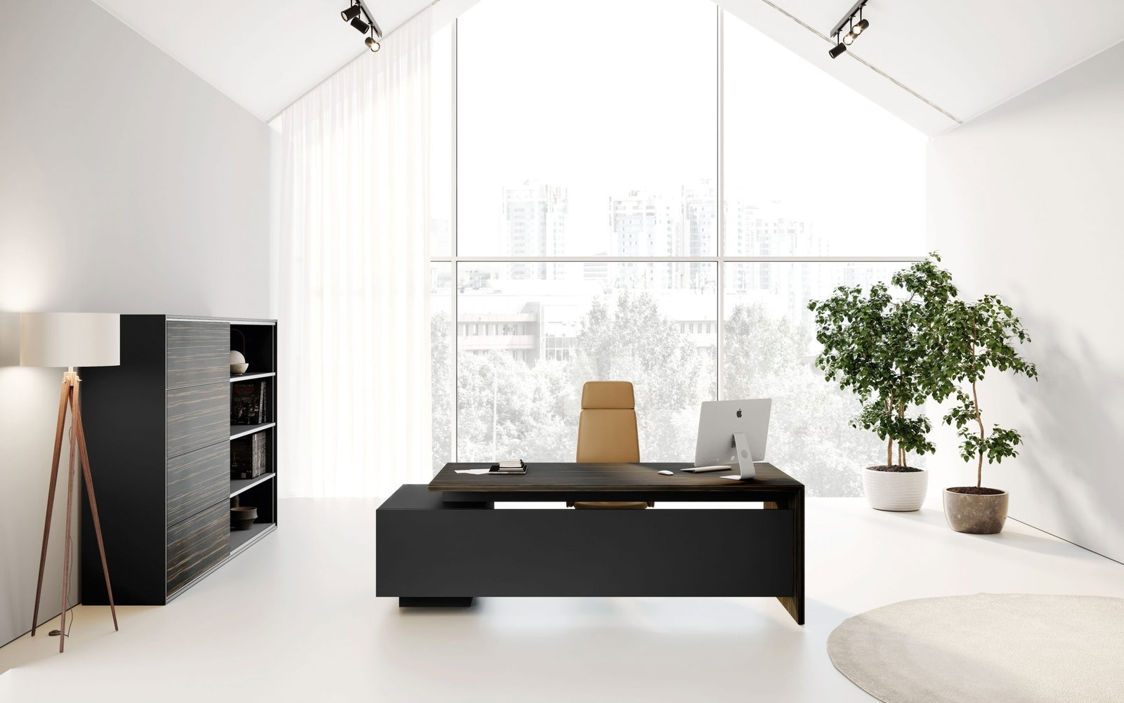 Scrivania con cassettiera , in essenza legno , serie Elite