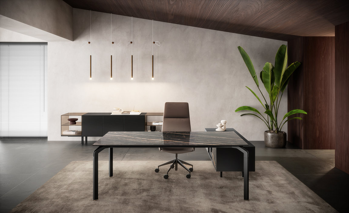 Scrivania Yoga con piano Laminam