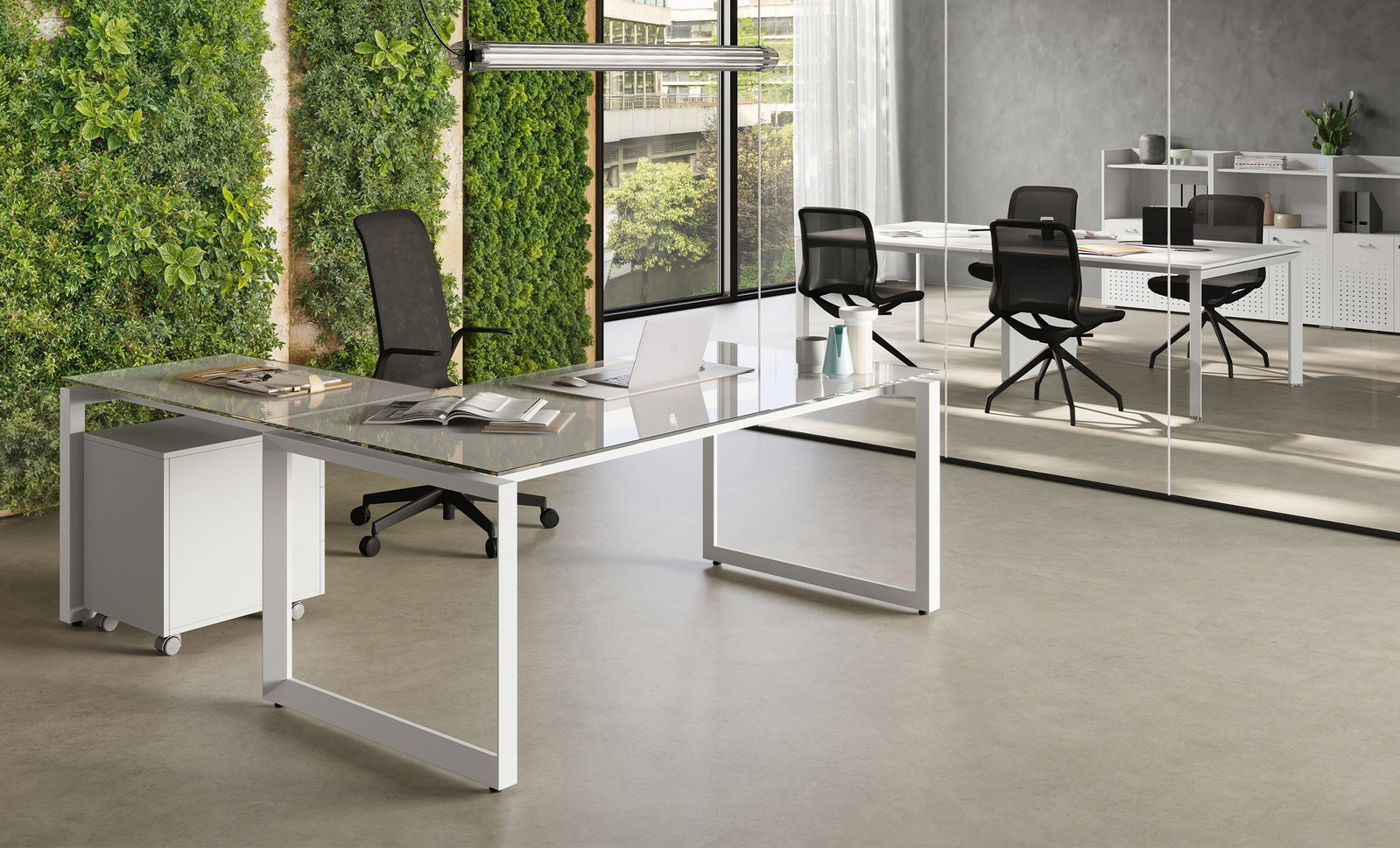 Scrivania executive loop vetro