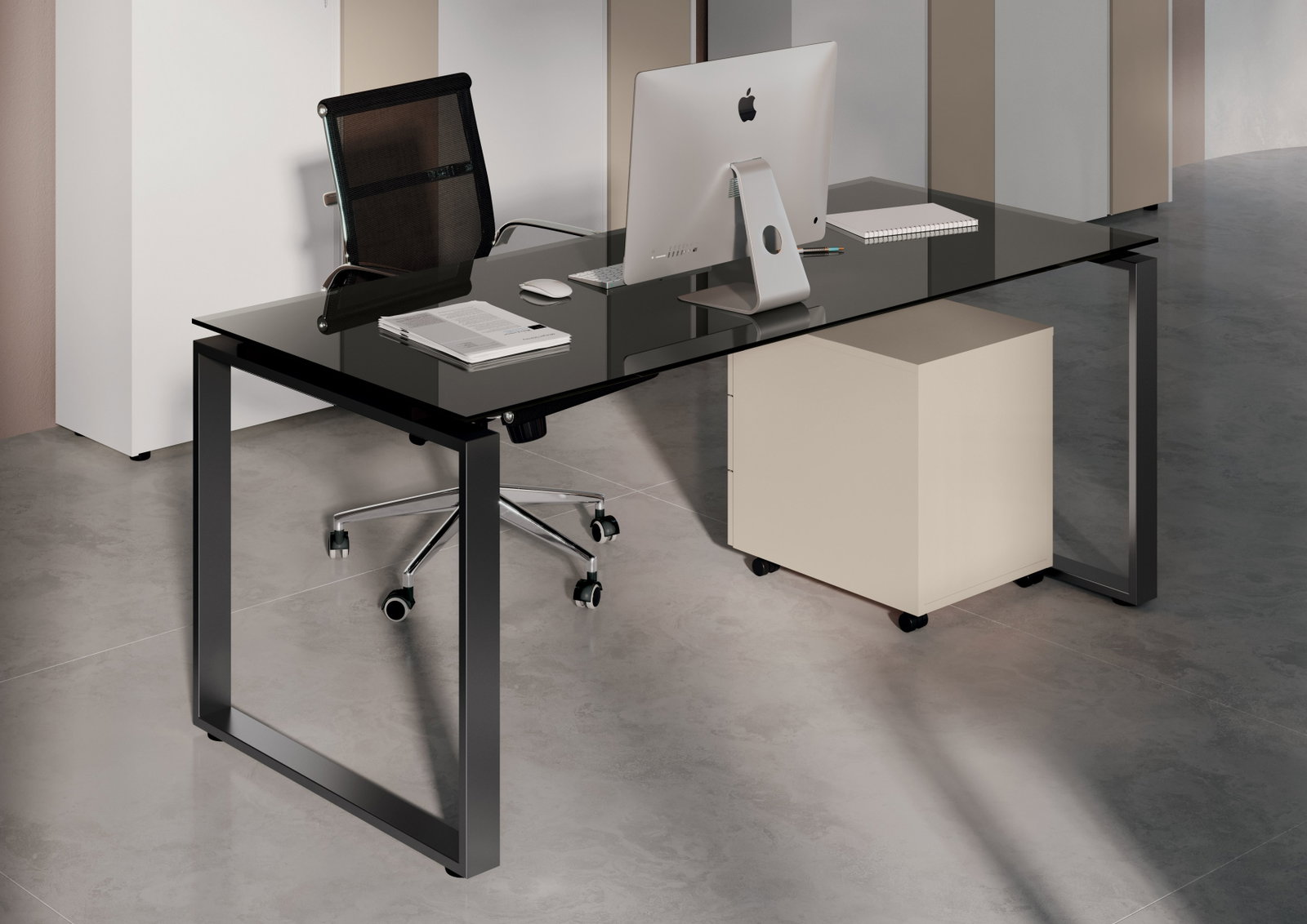 Scrivania loft vetro