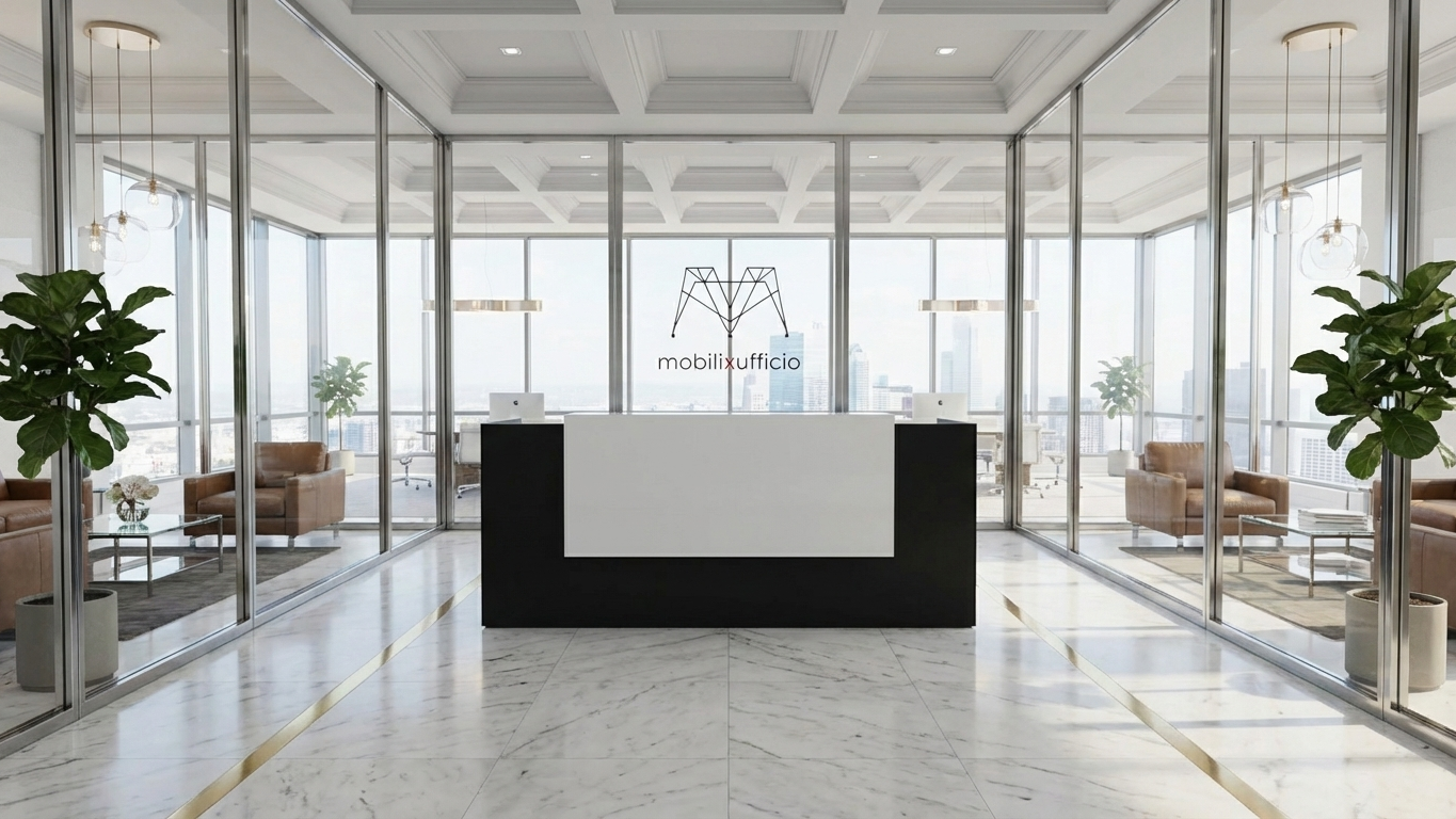 Reception doppia con mensole in vetro linea Funny